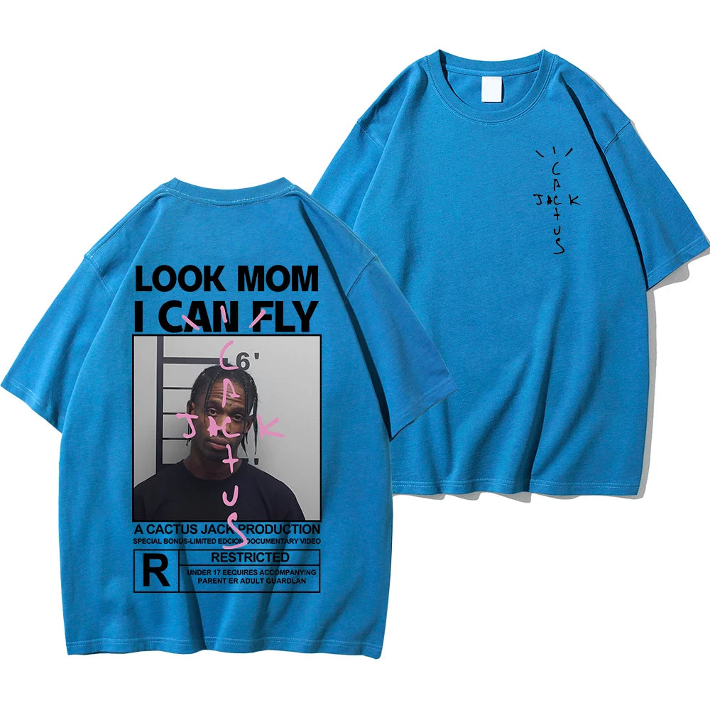 Cactus Jack T-shirt High Quality Cotton Men Women LOOK MOM I CAN FLY Tee ASTROWORLD Hip Hop Short Sleeve Tshirts Tops