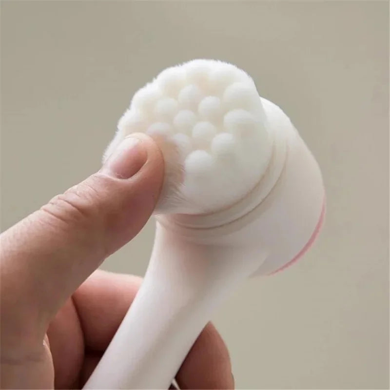 Facial cleansing brush manual massage double silicone facial brush soft bristles exfoliator double sided face wash brush