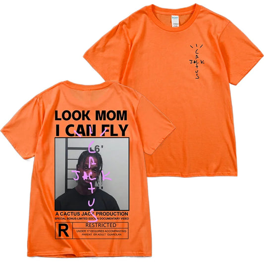 Cactus Jack T-shirt High Quality Cotton Men Women LOOK MOM I CAN FLY Tee ASTROWORLD Hip Hop Short Sleeve Tshirts Tops