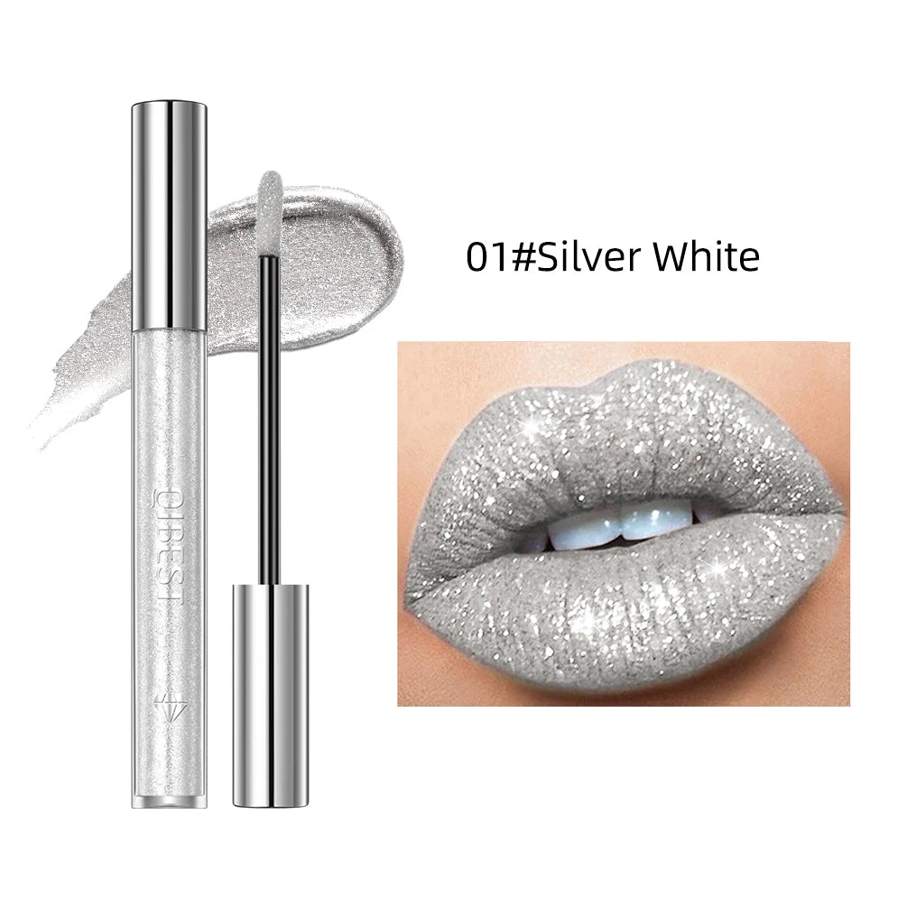Diamond Liquid Lipstick Lip Tint 6 Colors Moisturizing Long-Lasting Makeup Gray Sparkling Waterproof Lip Gloss Cosmetics