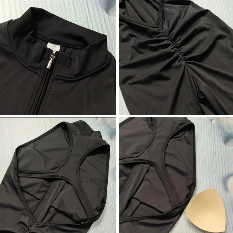 Scrunch Gym Jumpsuit Fitness Suit Short Sets Sports Overalls for Woman Tracksuit Yoga Clothing Zipper Workout Sportswear