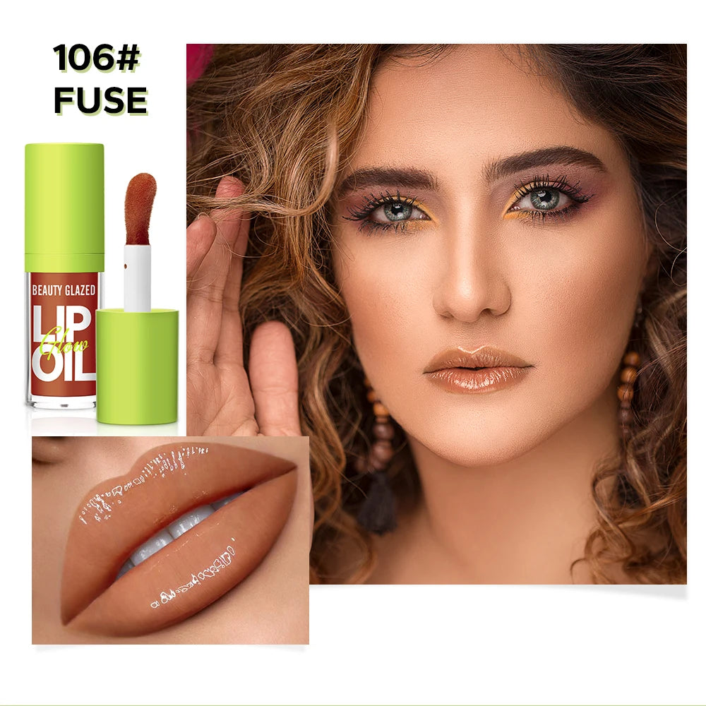 Moisturizing Candy Lip Gloss - Pearlescent Lustrous Mirror Nude Lip Stain with Natural Lip Oil