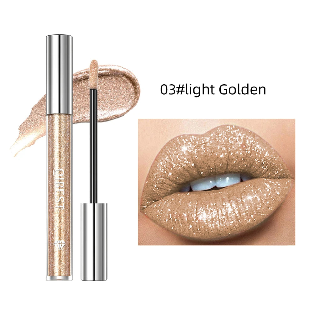 Diamond Liquid Lipstick Lip Tint 6 Colors Moisturizing Long-Lasting Makeup Gray Sparkling Waterproof Lip Gloss Cosmetics