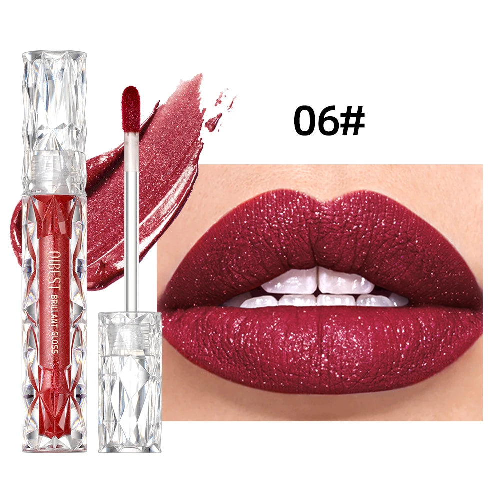 Diamond Shiny Lip Gloss Moisturizing Long Lasting Waterproof Glitter Lipstick Lips Makeup Crystal Lip Tint Blam Cosmetic