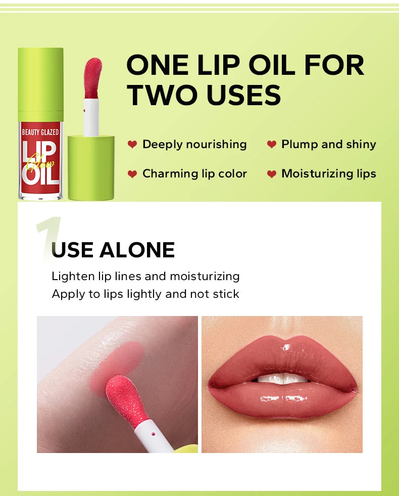 Moisturizing Candy Lip Gloss - Pearlescent Lustrous Mirror Nude Lip Stain with Natural Lip Oil