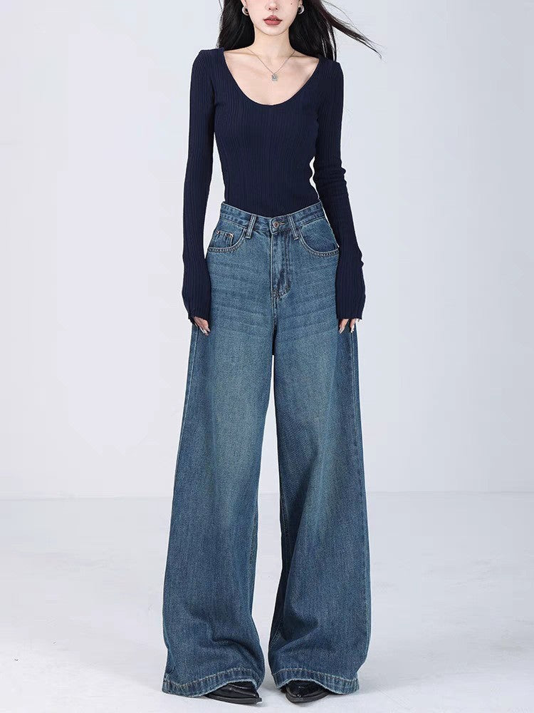 Loose Jeans Straight Mopping Pants