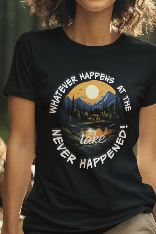 Whatever Happens at the Lake Never Happened! T-Shirt, Ideal Gift for Lake Enthusiasts