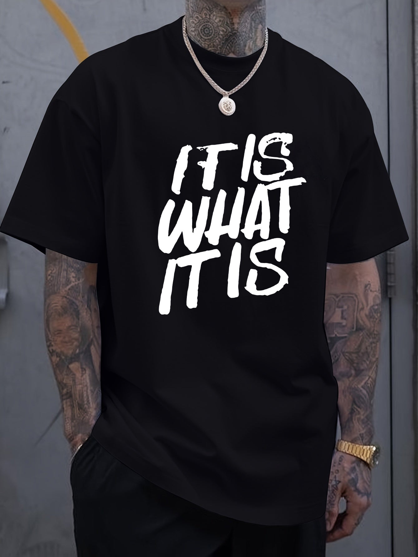 It is What It Is Printed Short Sleeve Tee, T-shirt, Men's T-shirt, Summer Casual Short Sleeved T-shirt
