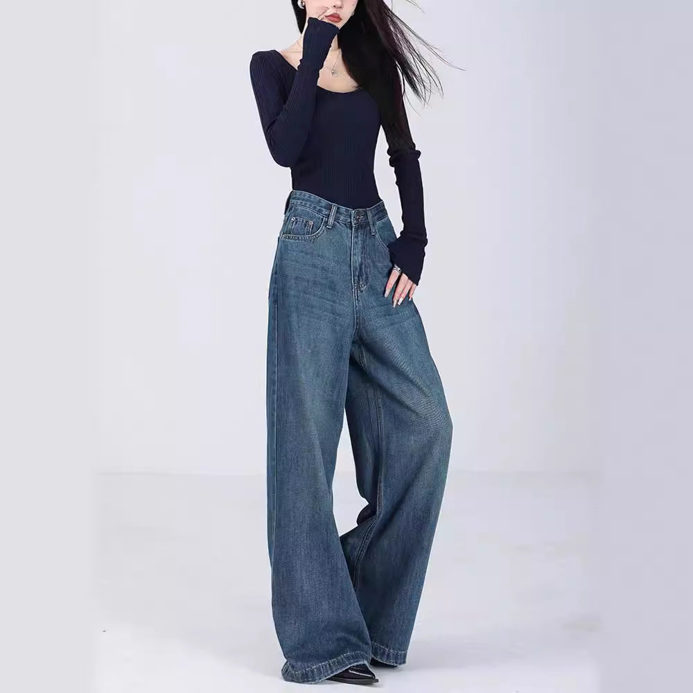 Loose Jeans Straight Mopping Pants