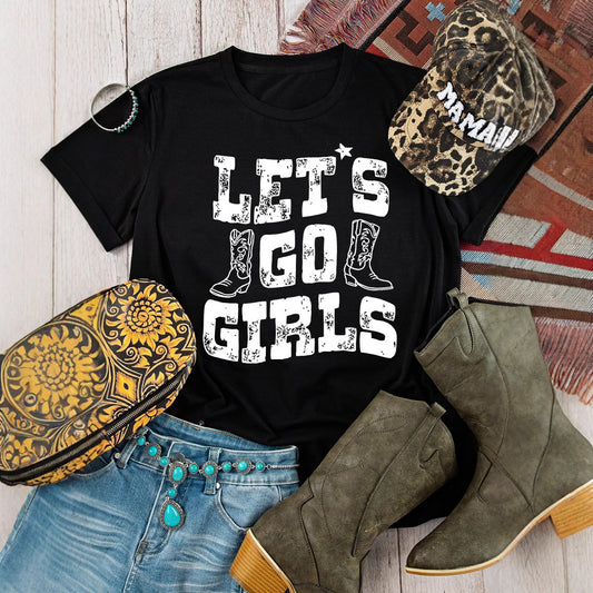 Let’s Go Girls Tee – Harajuku Street Sass in Cotton Short-sleeve T-shirt